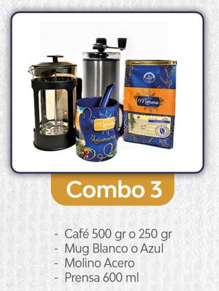 Combo 3 – Café + Prensa + Mug + Molino de acero