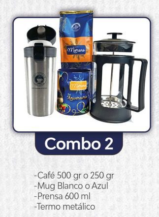 Combo 2 – Café + Prensa + Mug + Termo metálico